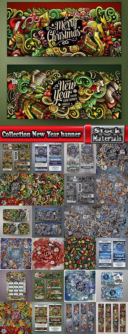 Collection New Year banner Christmas flyer background is winter gift card 25 EPS