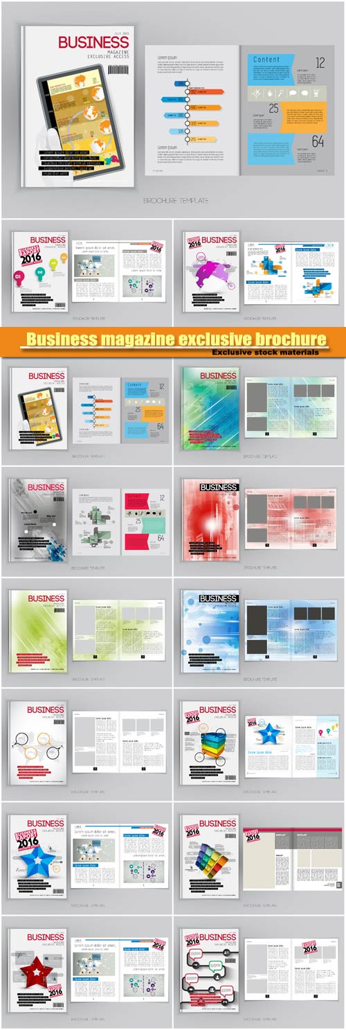 Business magazine exclusive brochure vector template