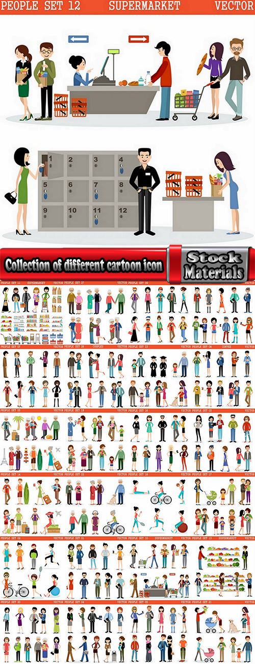 Collection of different cartoon icon cartoon flyers to banner book 2-25 EPS