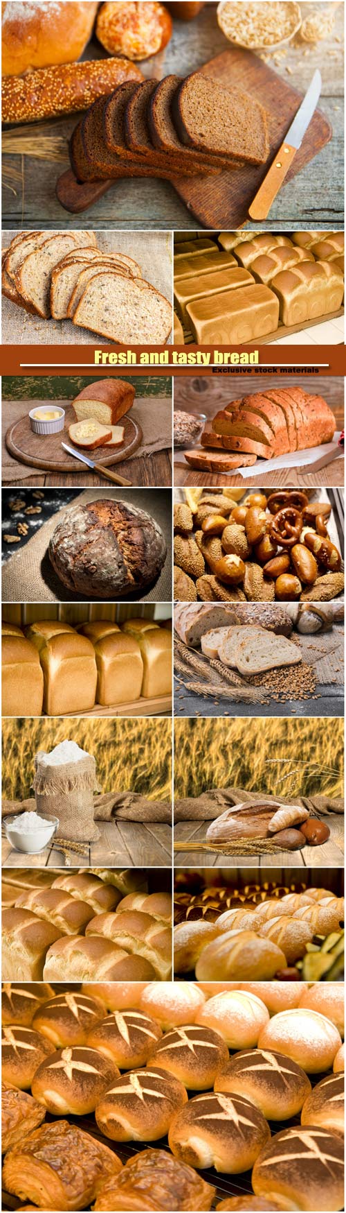 Fresh and tasty bread, various pastry and bakery