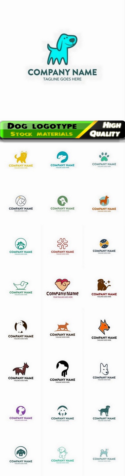 Dog logo and emblem for pet shop or veterinary clinic 25 Eps