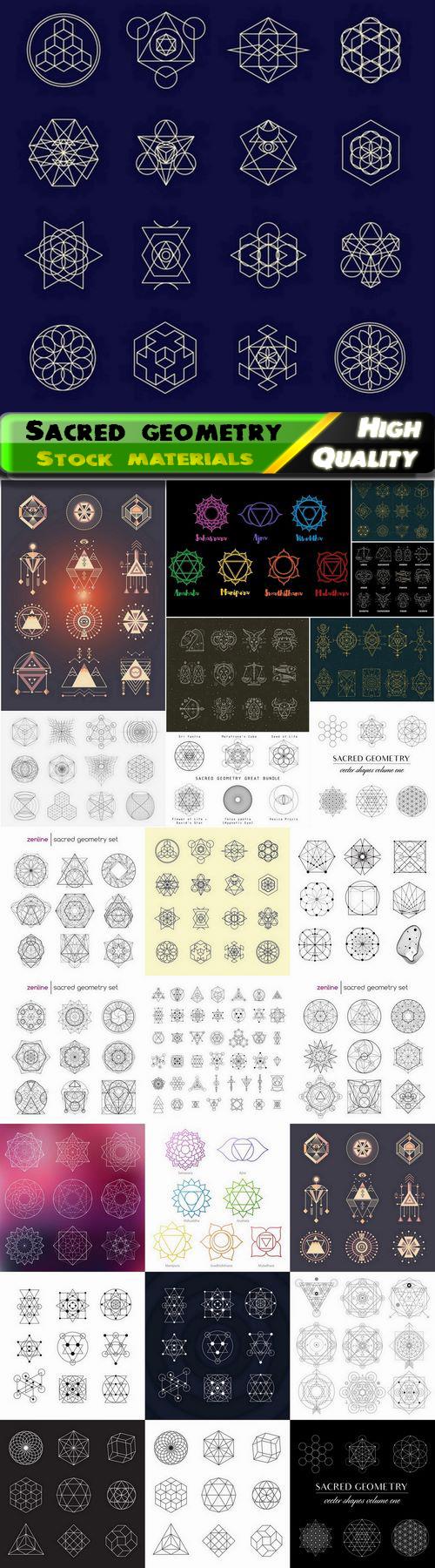 Sacred geometry shape and religion figures sign and symbol 2 25 Eps